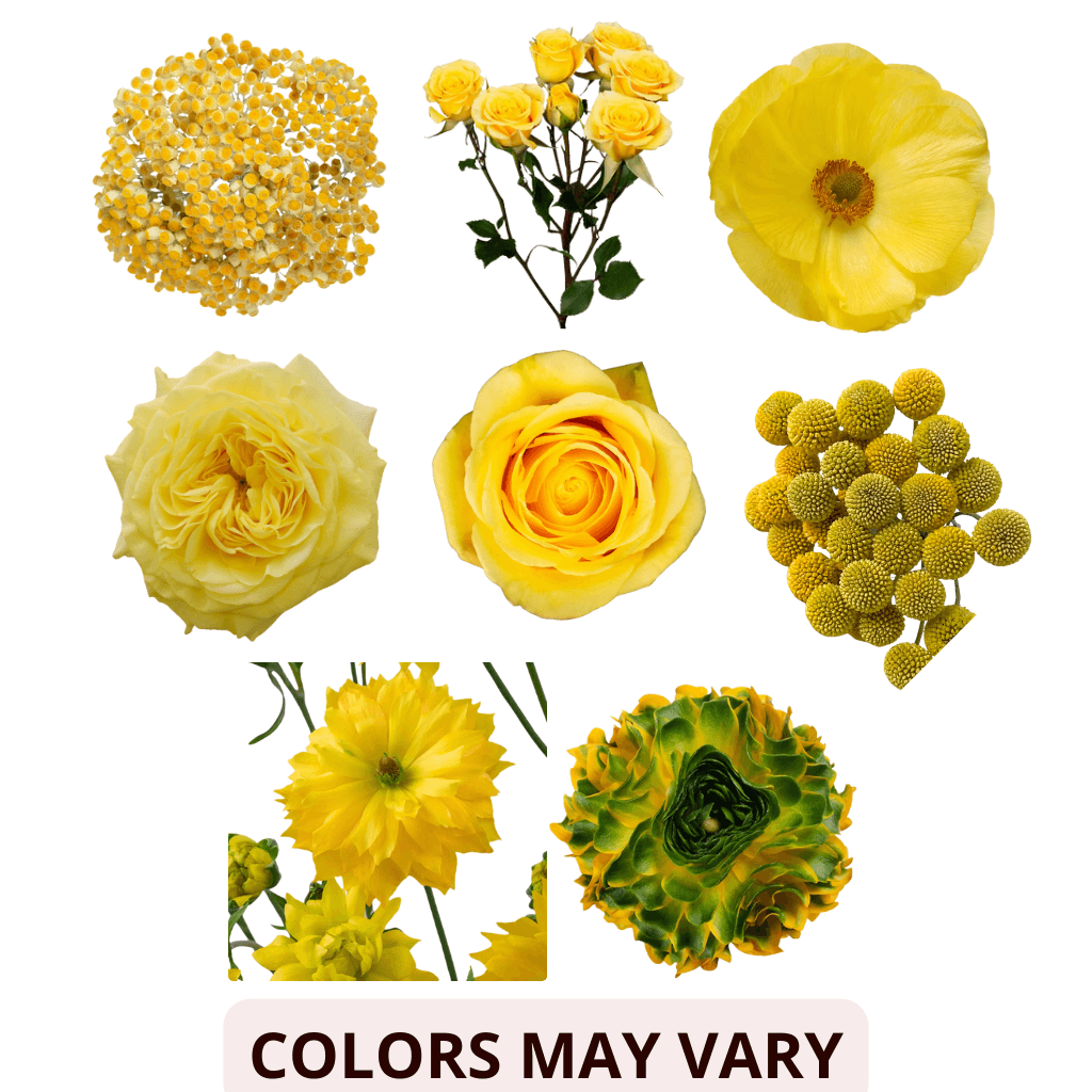Combo Rose, Spray, Ranun, Butterfly, Paper Moon Yellow 40/50 Cm