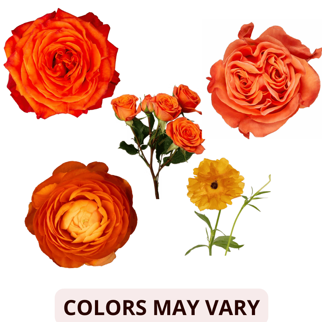 Combo Rose, Spray, Ranun, Butterfly Orange 40/50cm