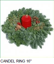 X-mas Candle Boxed 8" R Dlx W/cones 16"