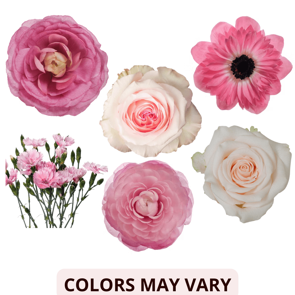 Combo Rose, Spray, Ranun, Ane, Dianthus Light Pink 40/50 Cm